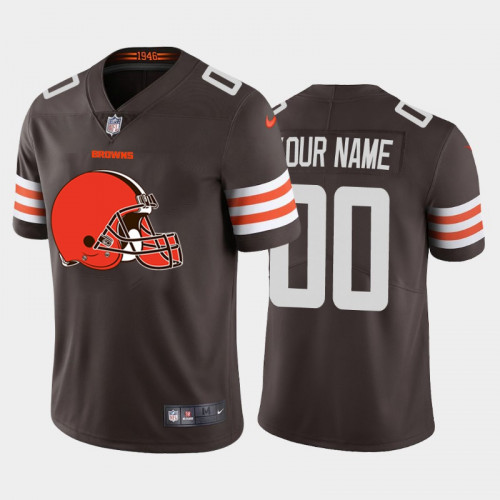 Men's Cleveland Browns ACTIVE PLAYER Custom 2020 New Brown Team Big Logo Limited Stitched Jersey